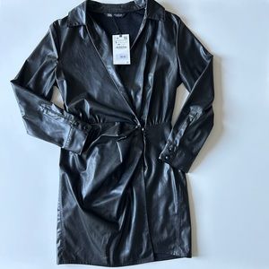 Zara Faux Leather Wrap Dress